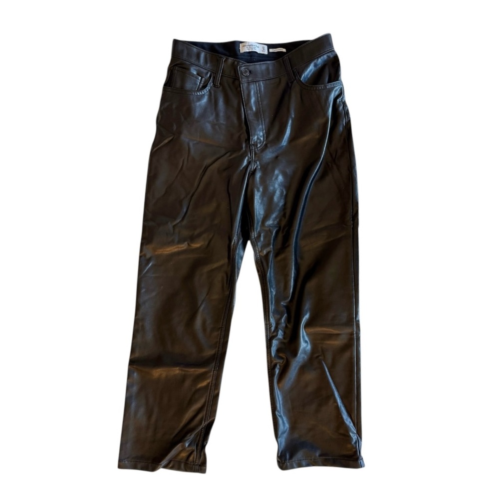 Abercrombie & Fitch - Vegan Leather 90s Straight Pant (Extra Short)